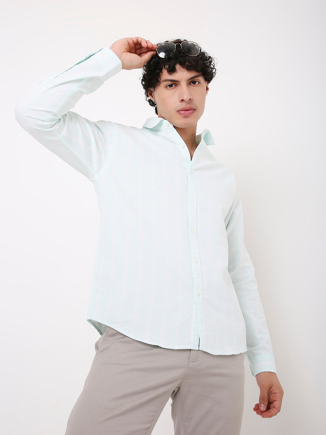MINT GREEN OXFORD STRIPED SHIRT
