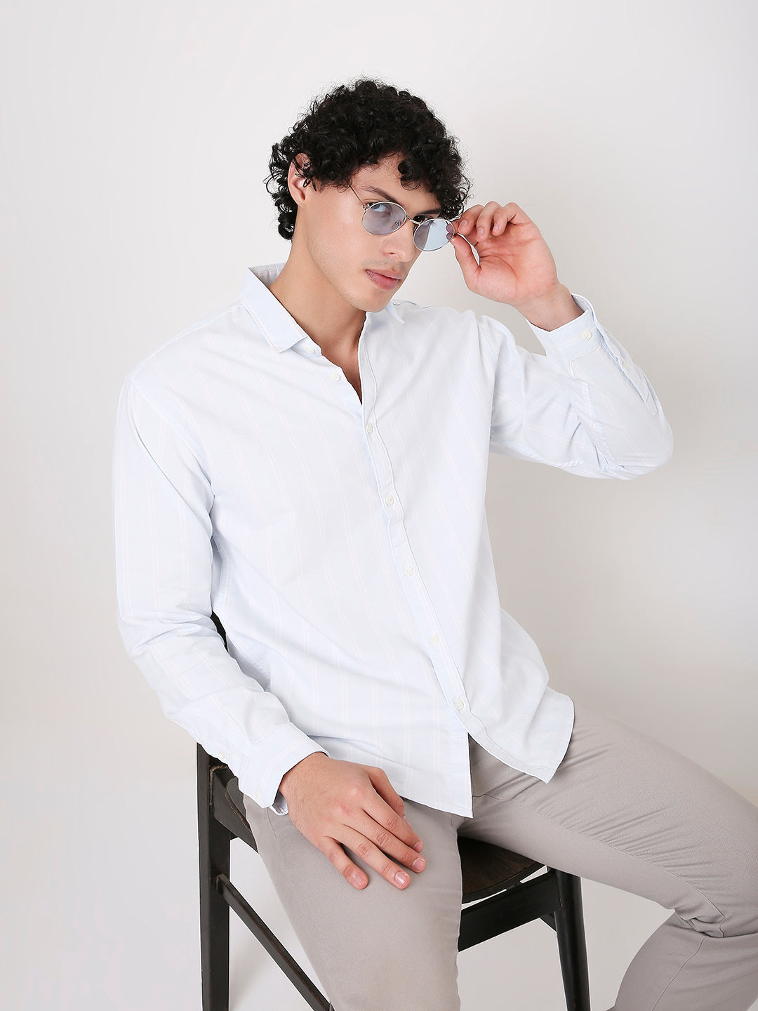 SKY BLUE OXFORD STRIPED SHIRT