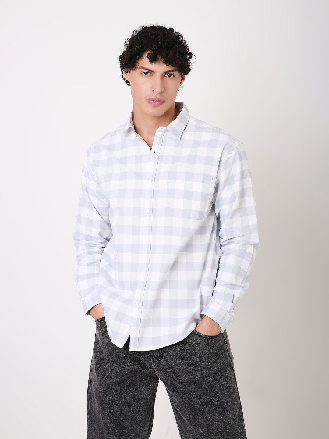 BUFFALO COTTON BLEND PEACH CHECKS SHIRT