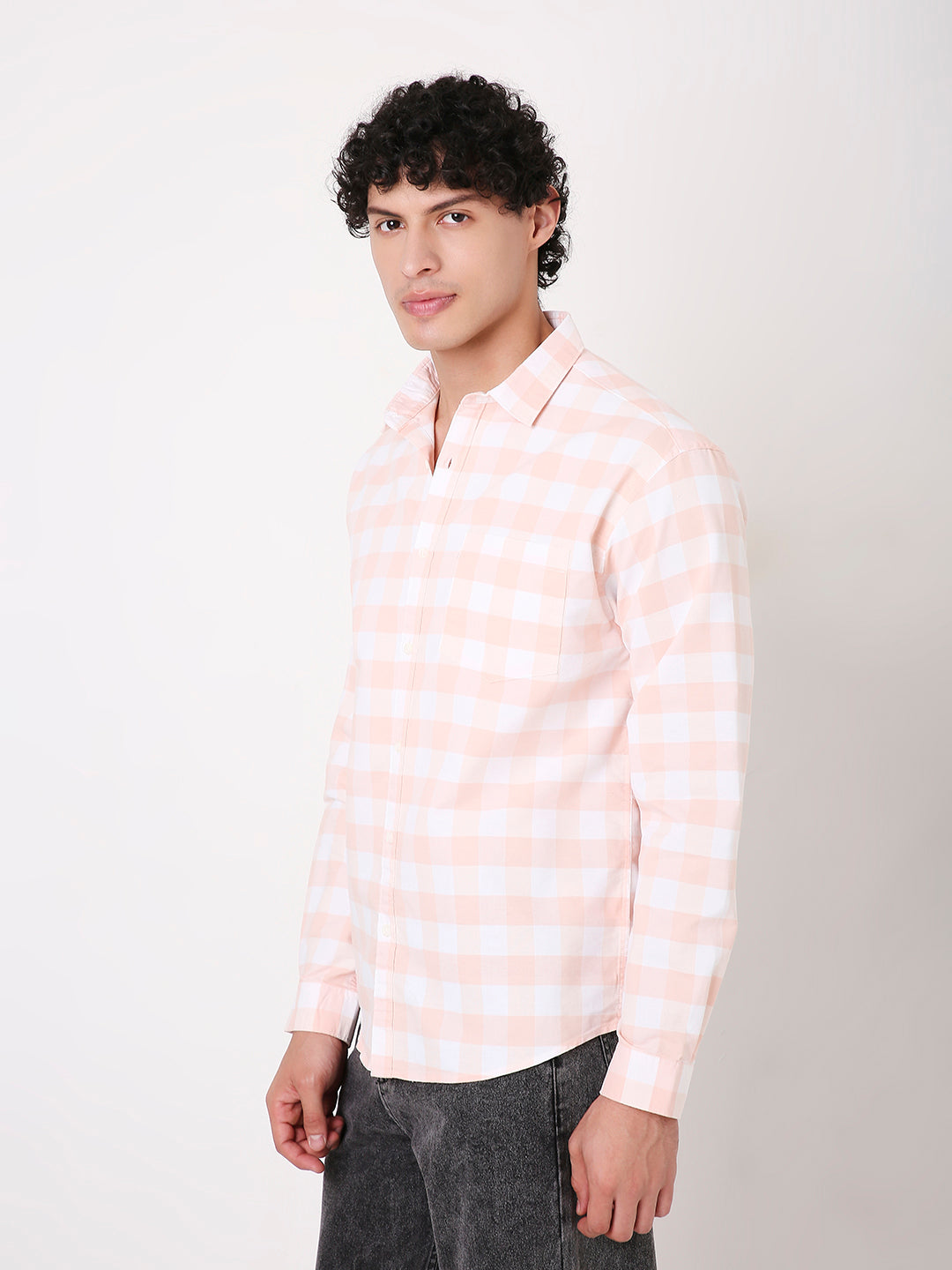 PEACH BUFFALO CHECKS SHIRT