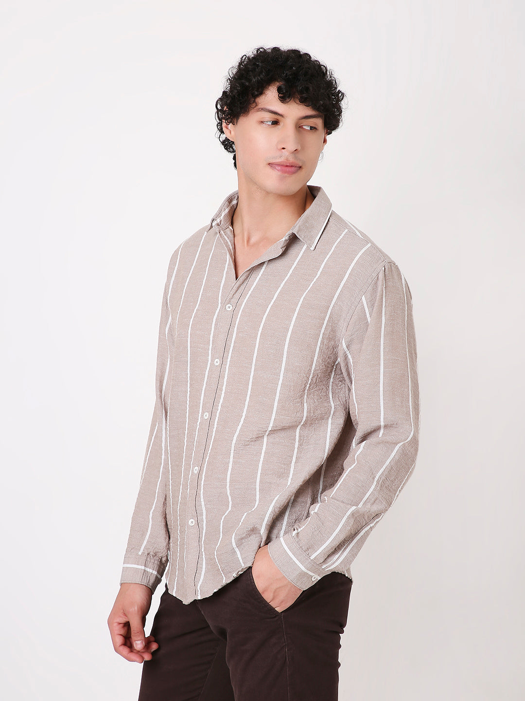 FAWN LINEN BLEND STRIPED SHIRT