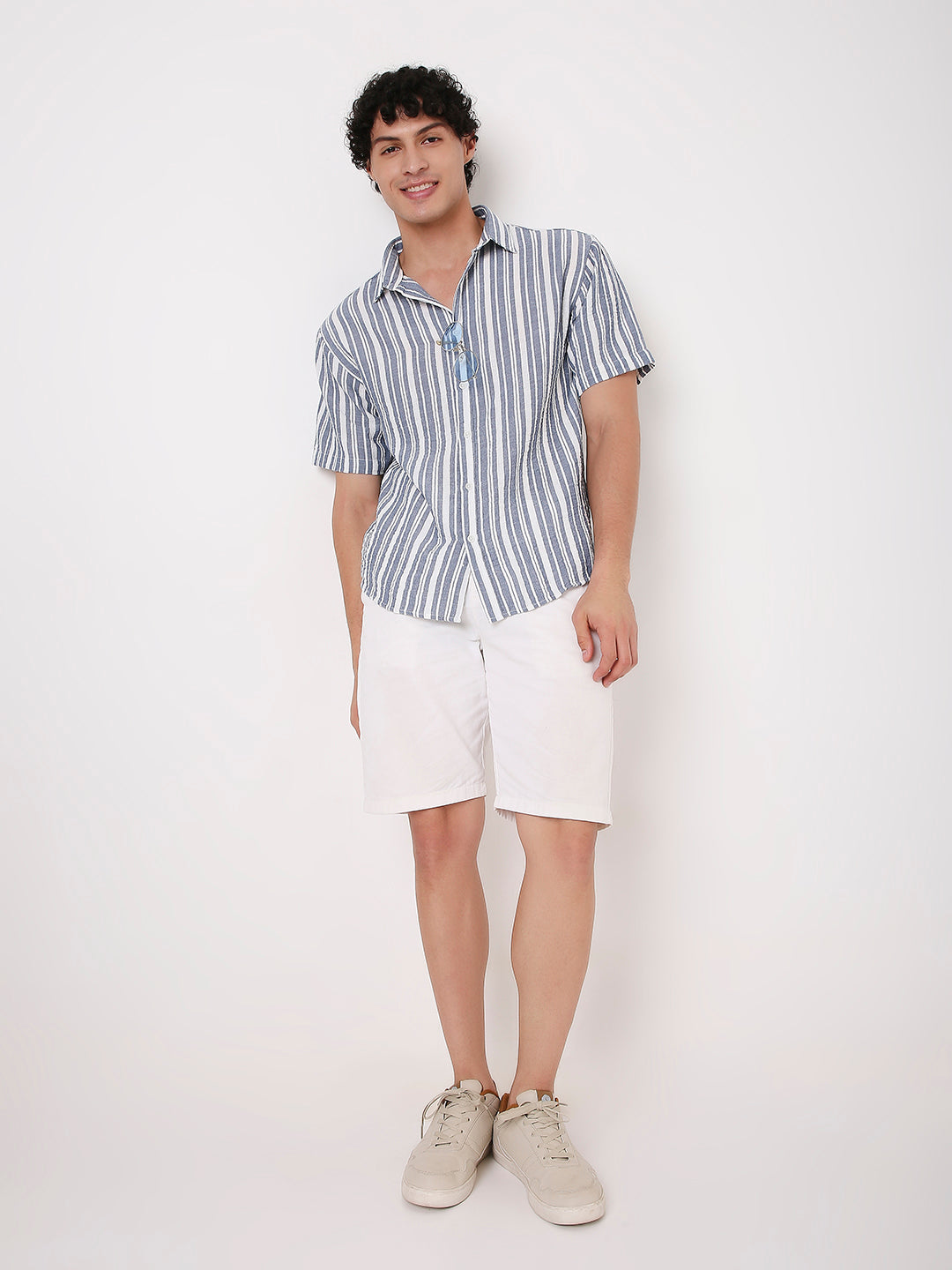 BLUE VERTICAL STRIPED SHIRT