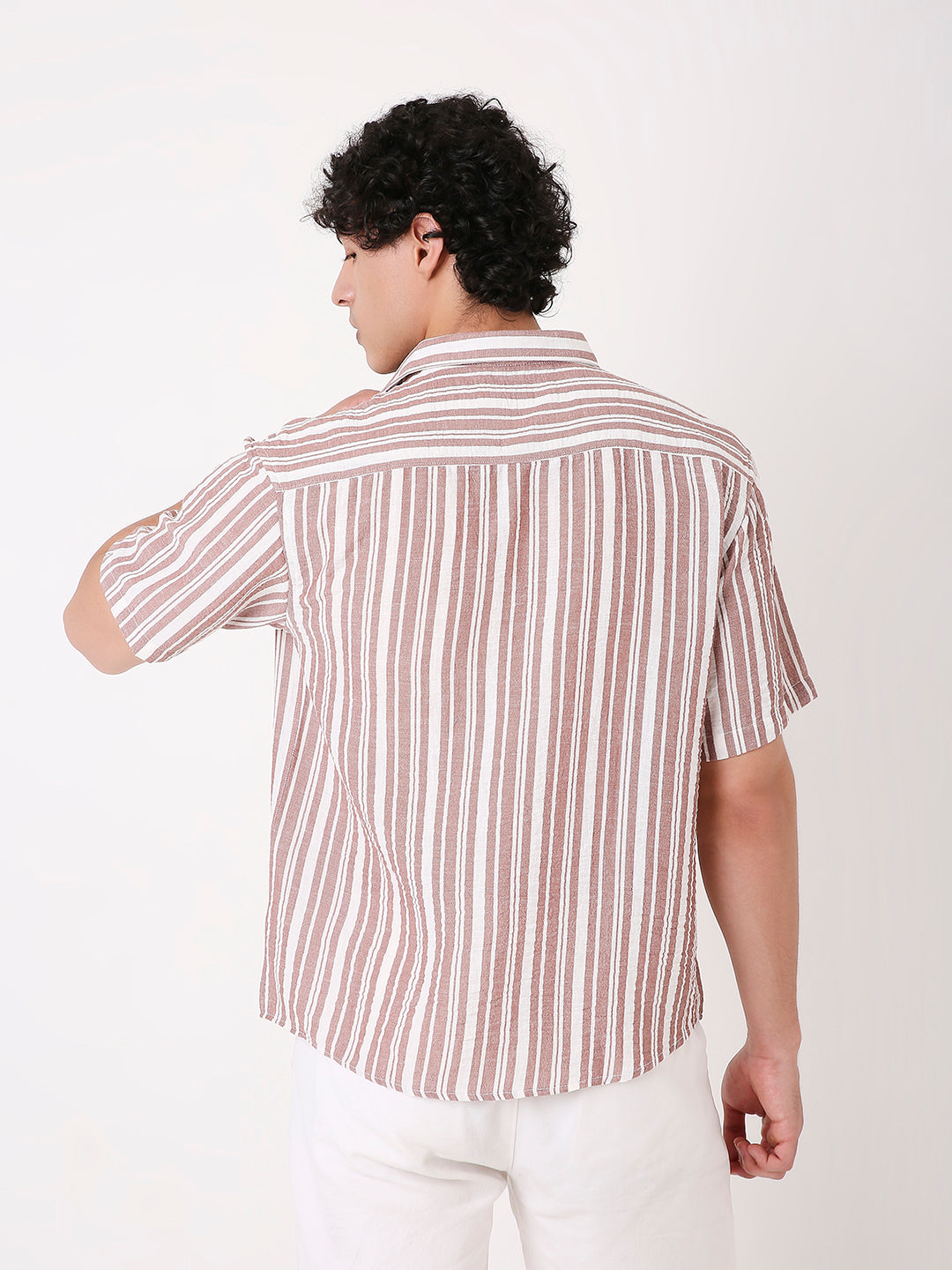MAROON VERTICAL STRIPED SHIRT