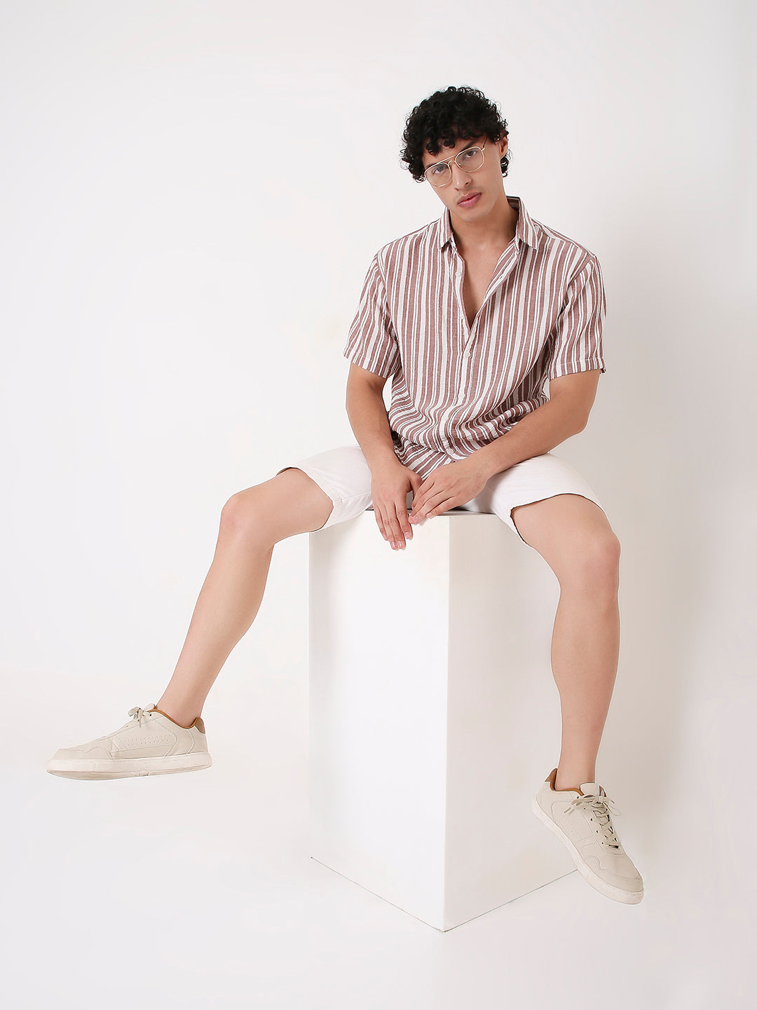 MAROON VERTICAL STRIPED SHIRT