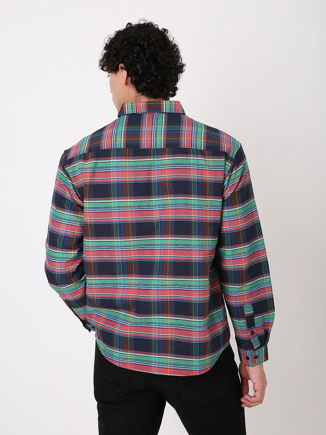 BLACK MULTI-COLOUR CHECKED SHIRT