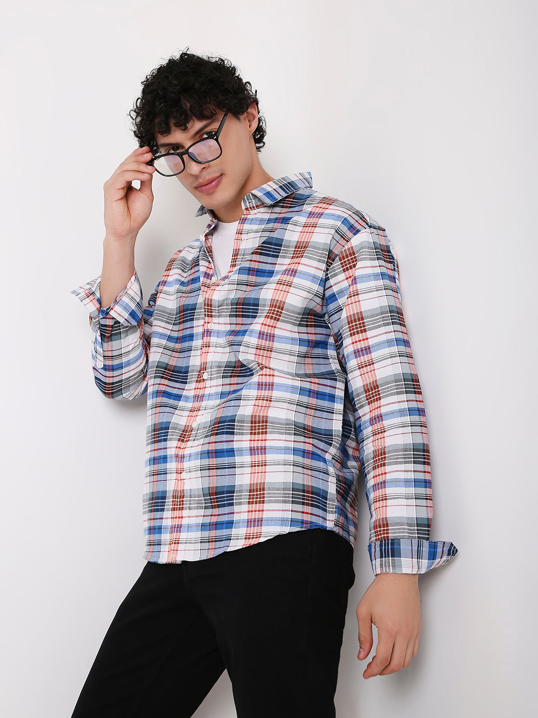 BLUE MULTI-COLOR CHECKED SHIRT