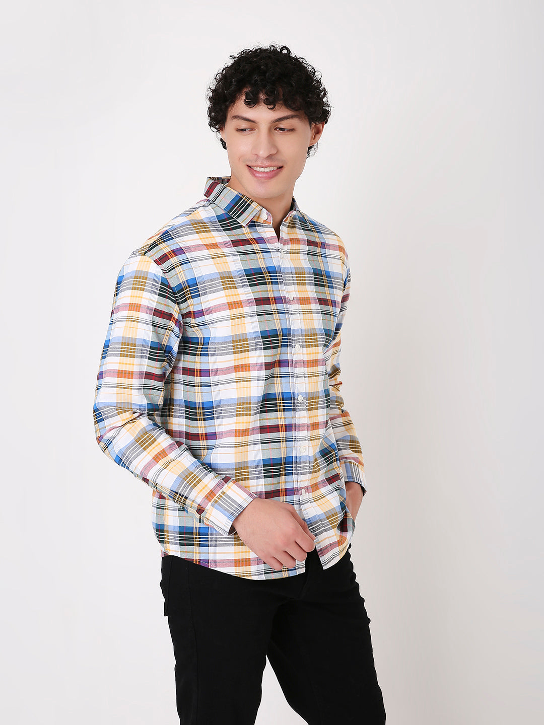 YELLOW MULTI-COLOR CHECKED SHIRT