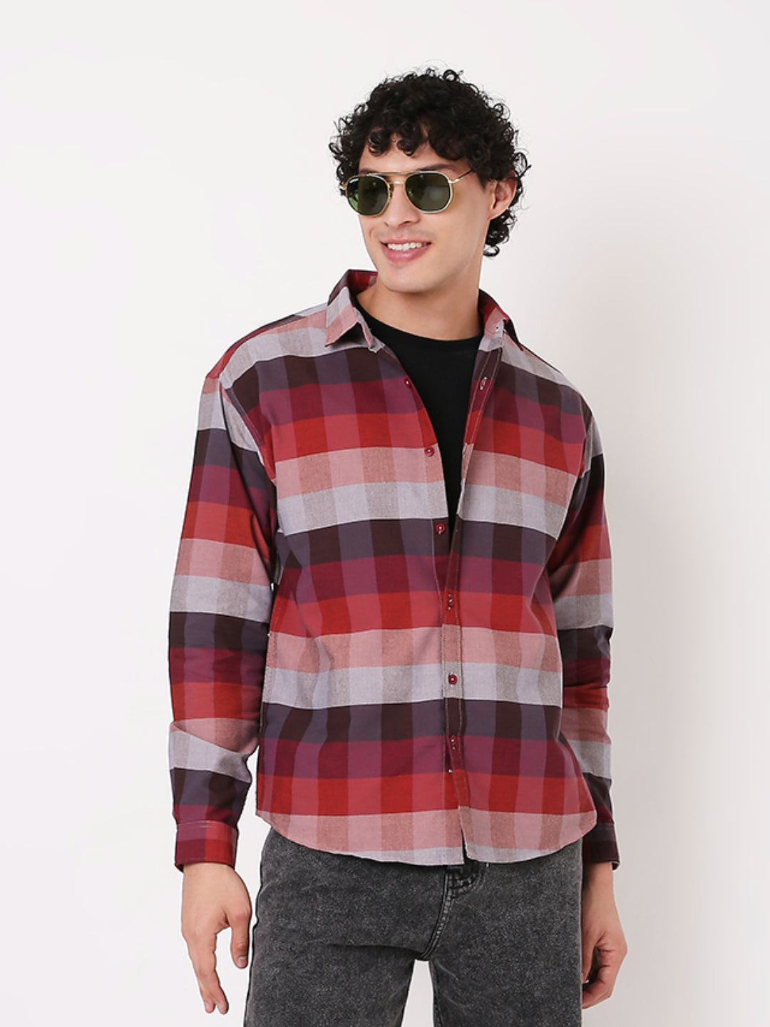 RED CHECKED MULTI-COLOUR SHIRT