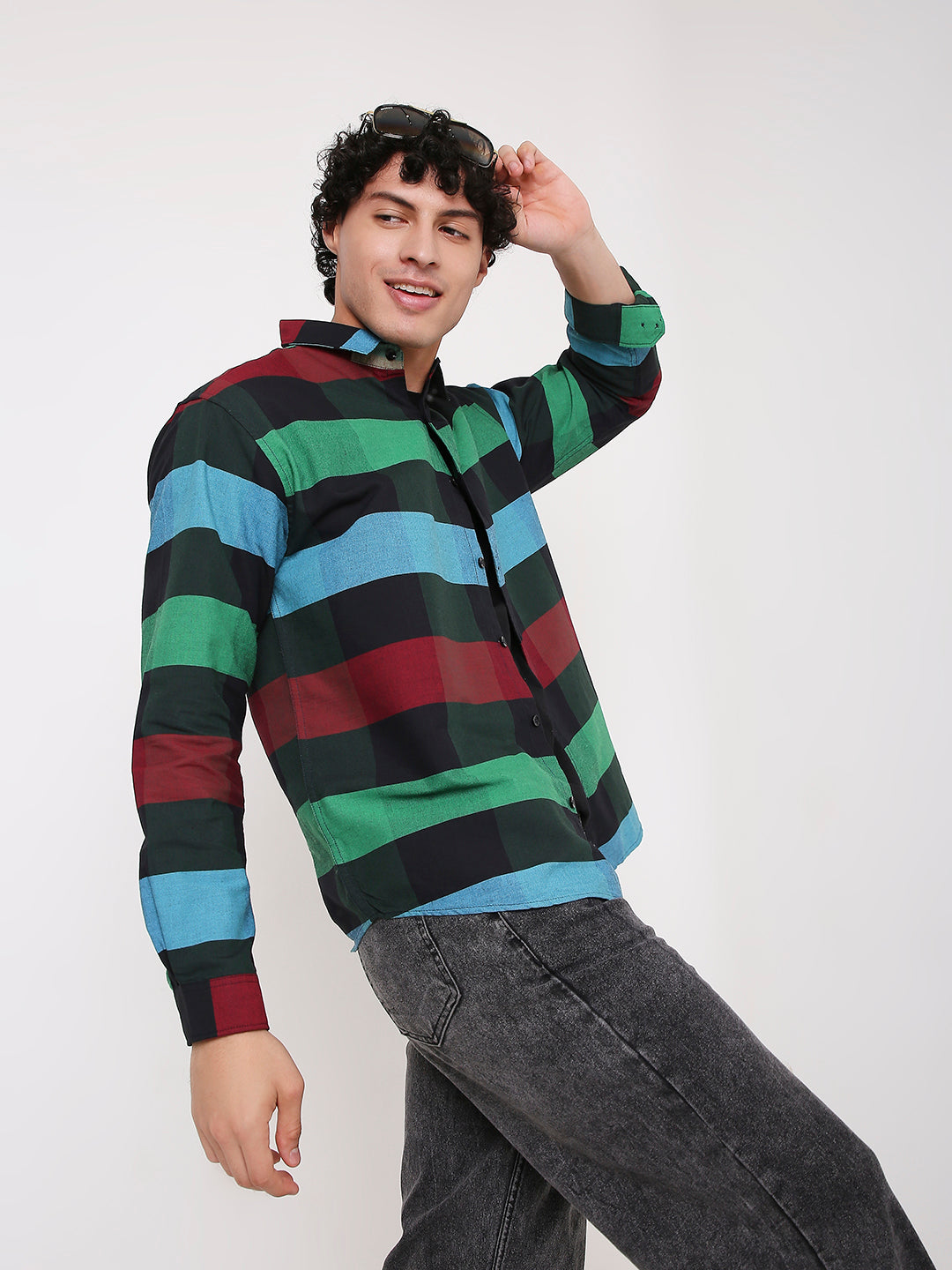 BLACK MULTI-COLOUR BOX CHECKS SHIRT