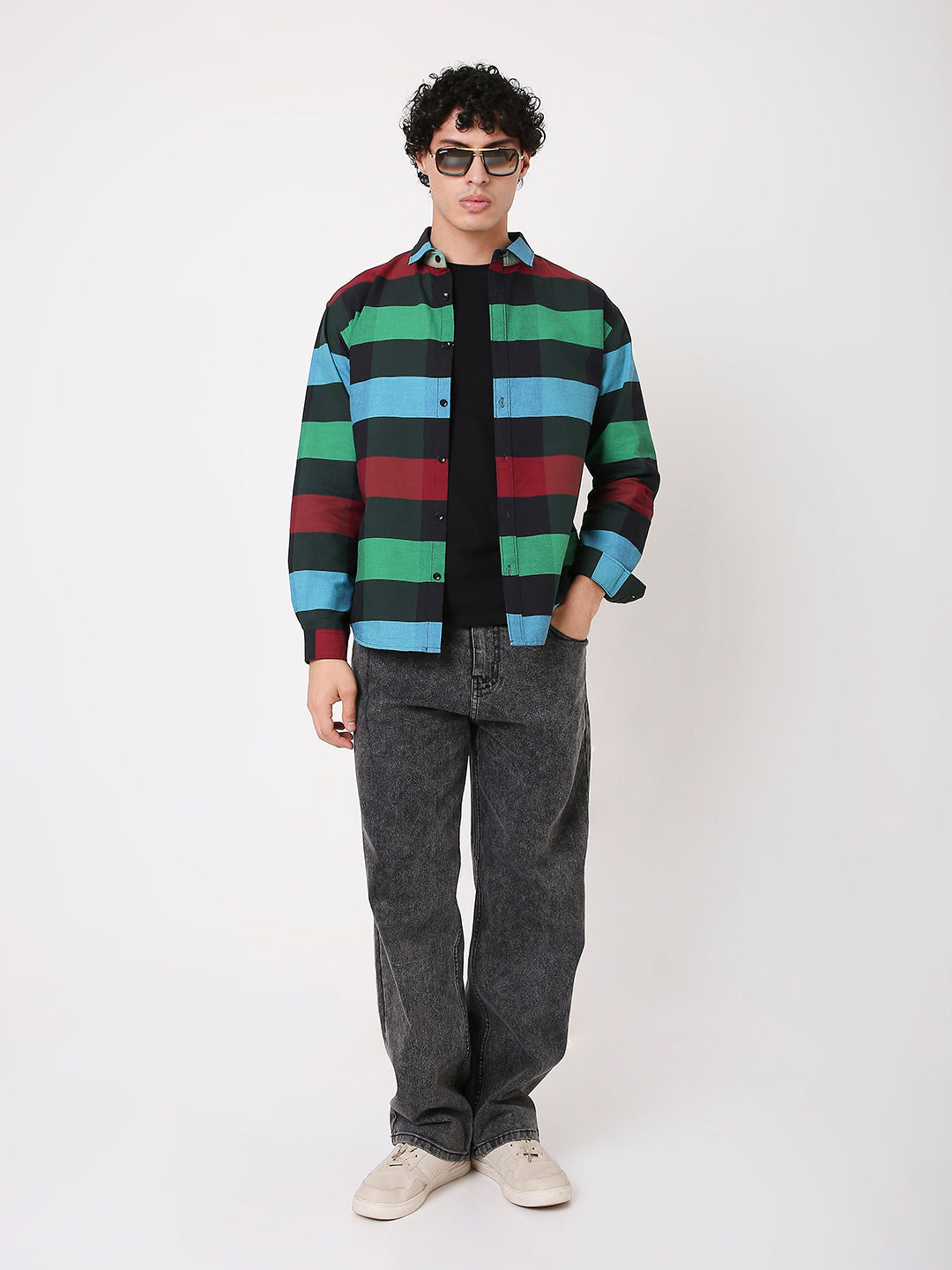 BLACK MULTI-COLOUR BOX CHECKS SHIRT