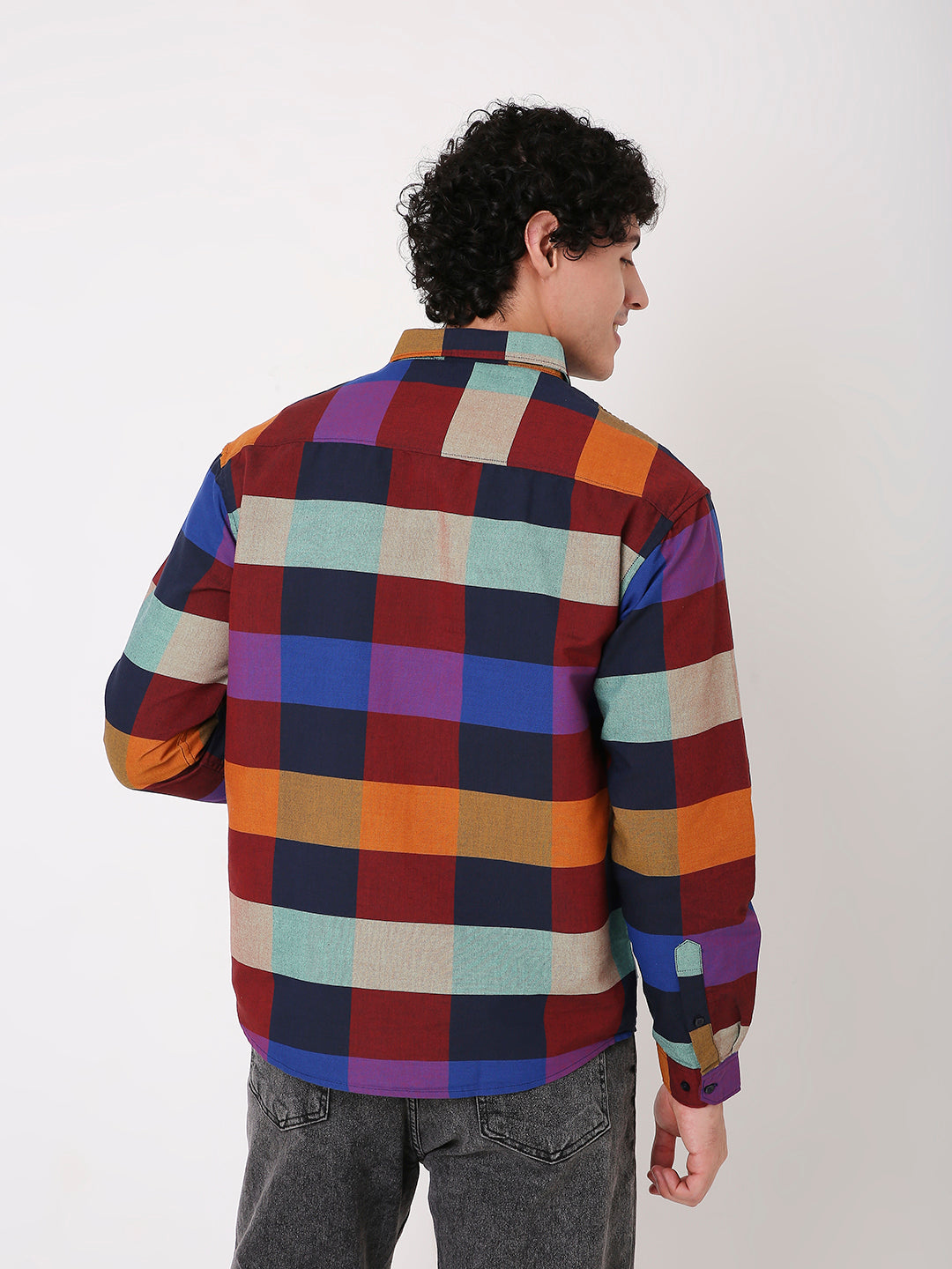 NAVY BLUE MULTI-COLOUR BOX CHECKS SHIRT