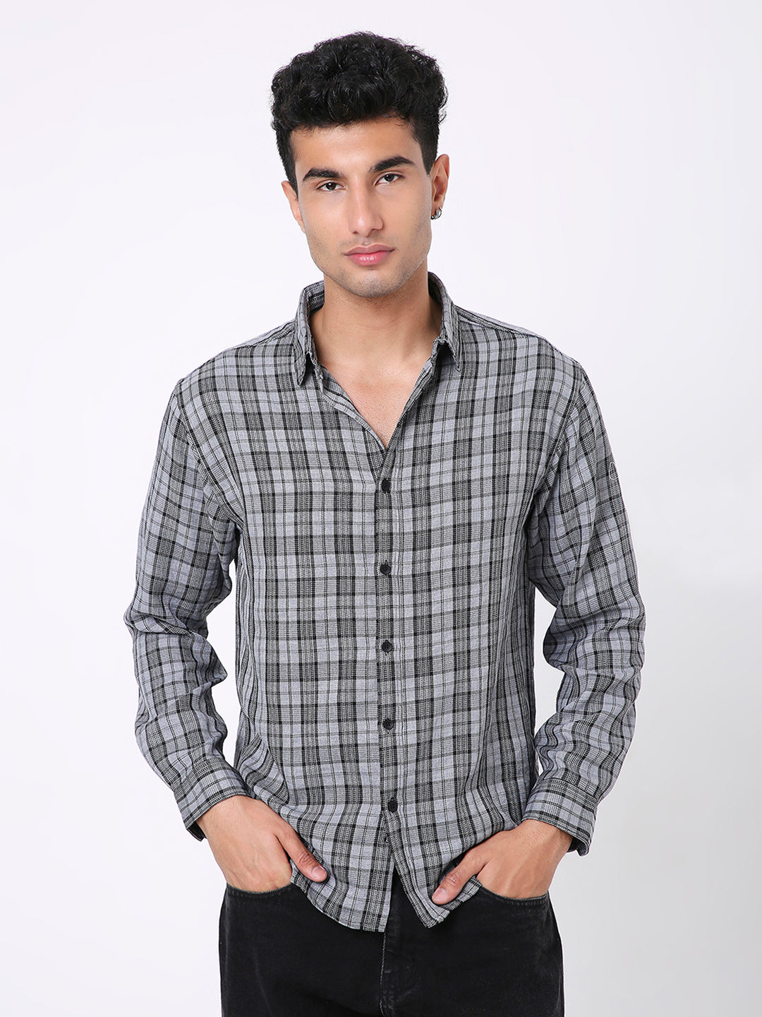GRAY CHECKERED CASUAL SHIRT