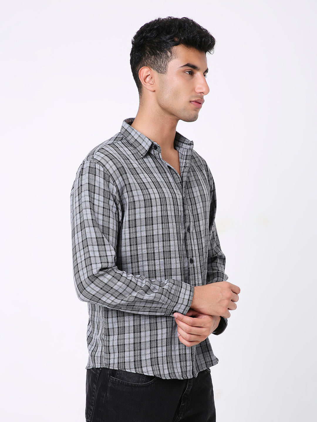 GRAY CHECKERED CASUAL SHIRT