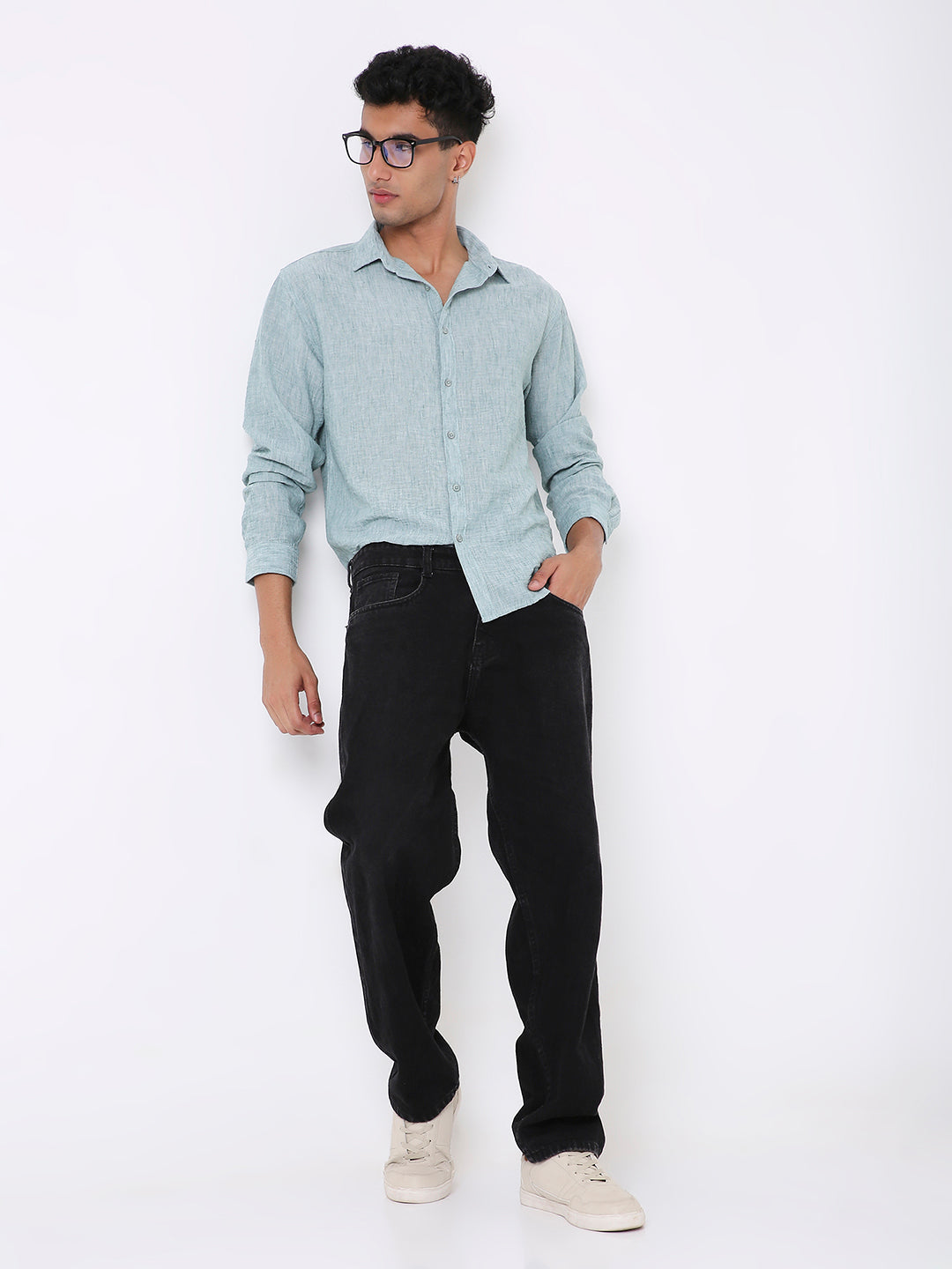 GREEN PREMIUM LINEN BLEND SHIRT