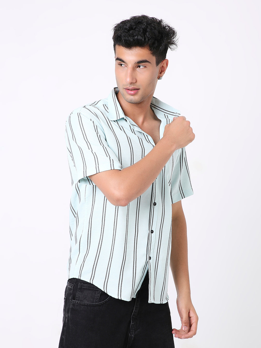MINT GREEN STRIPED CASUAL SHIRT
