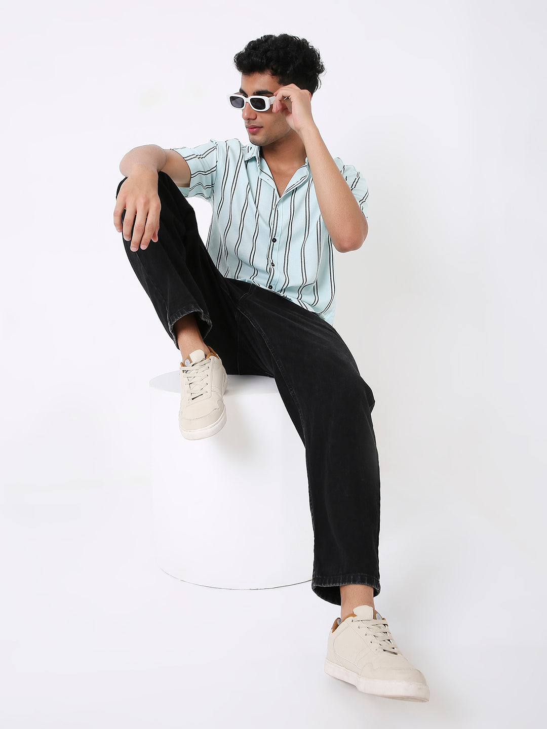 MINT GREEN STRIPED CASUAL SHIRT