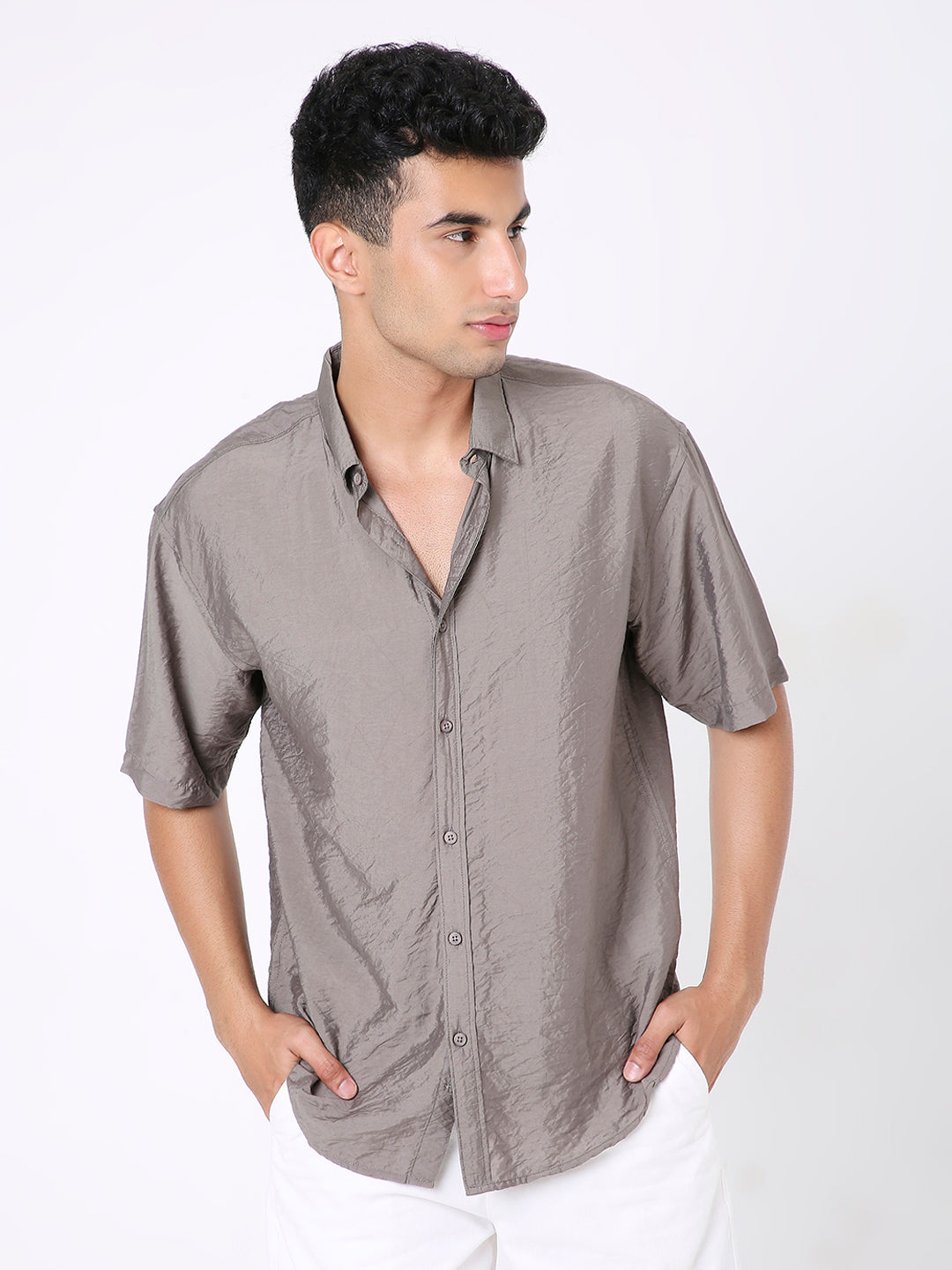 KHAKI ESSENTIAL VISCOSE SHIRT