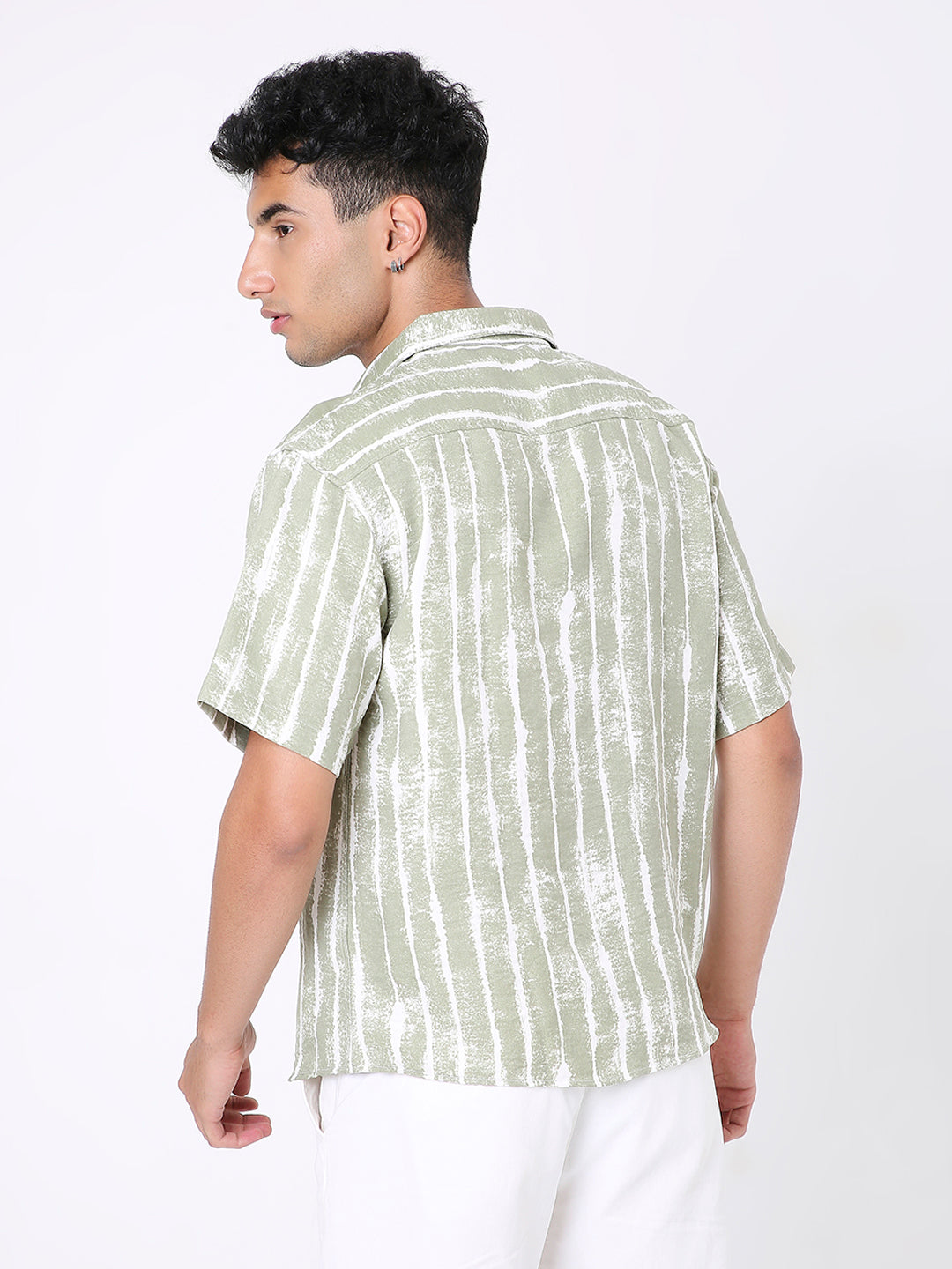 OLIVE PRINTED RELAXED SHIRT