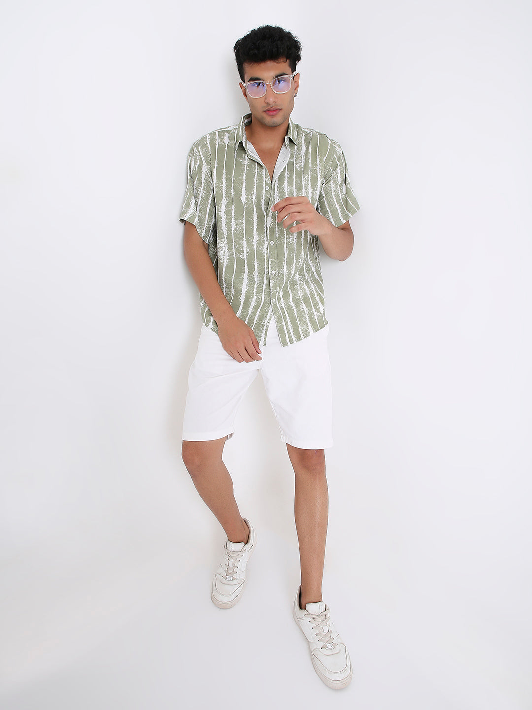 OLIVE PRINTED RELAXED SHIRT