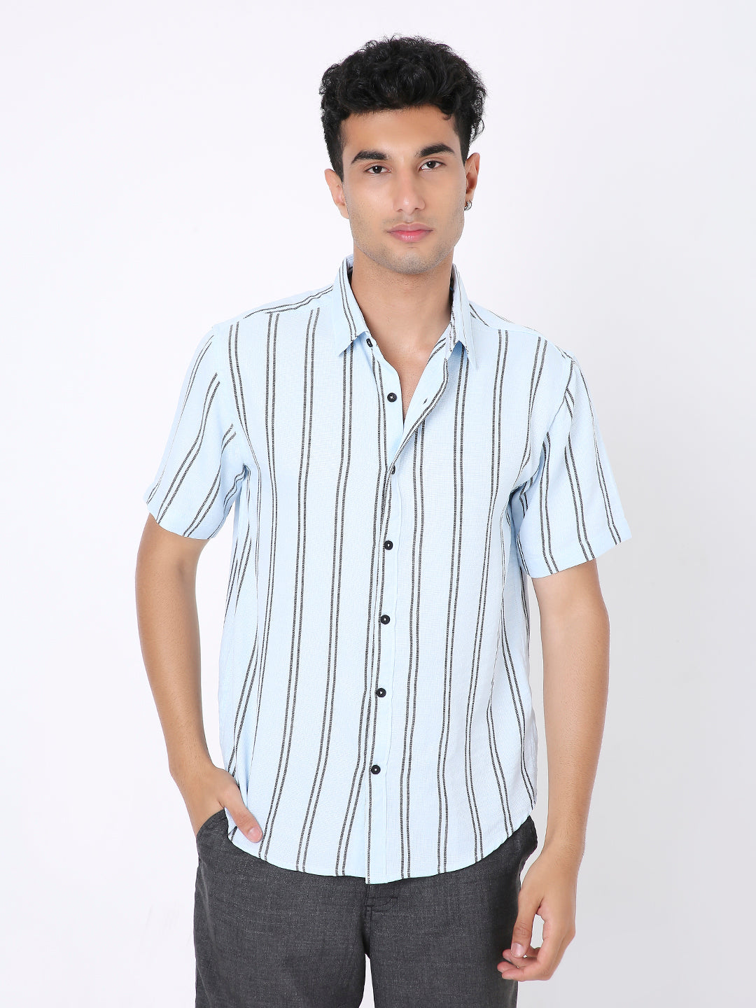 BLUE STRIPED CASUAL SHIRT