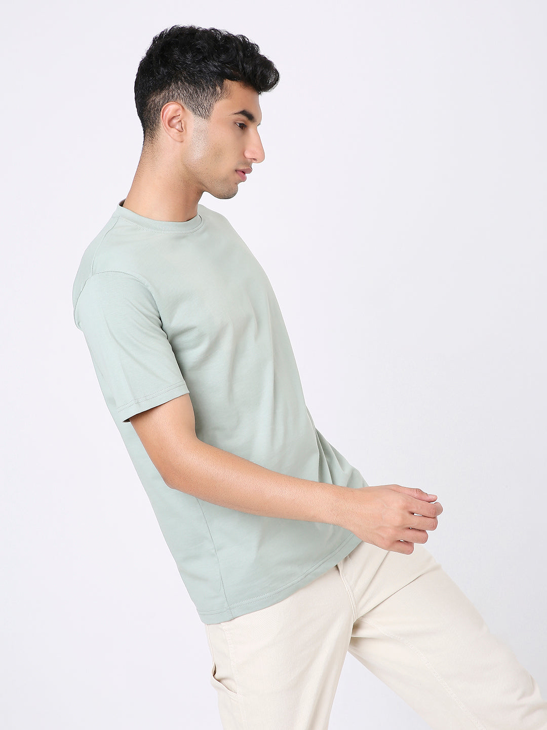 RELAXED FIT SAGE GREEN SOLID TSHIRT