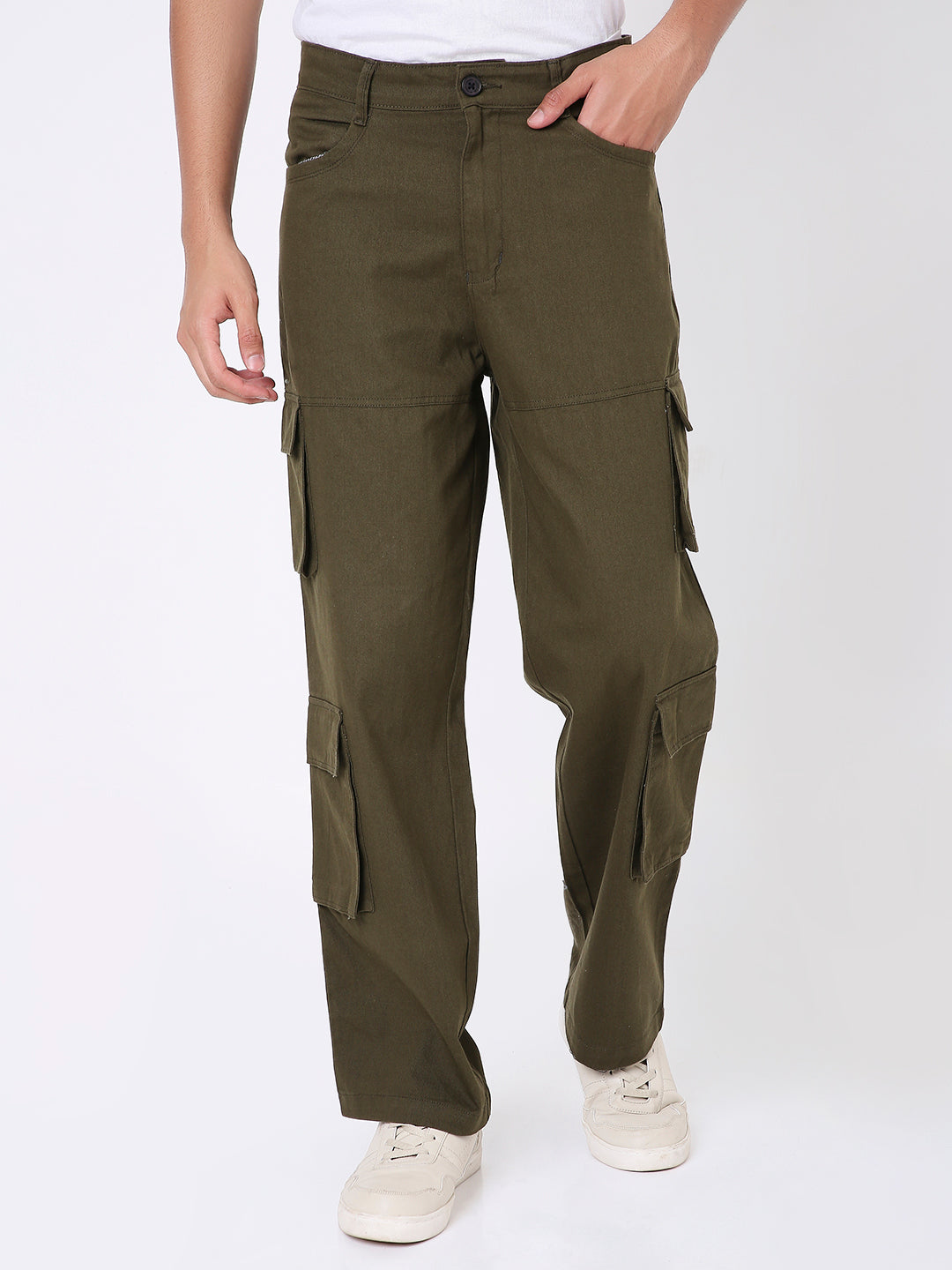 OLIVE GREEN 8 POCKET CARGO PANTS