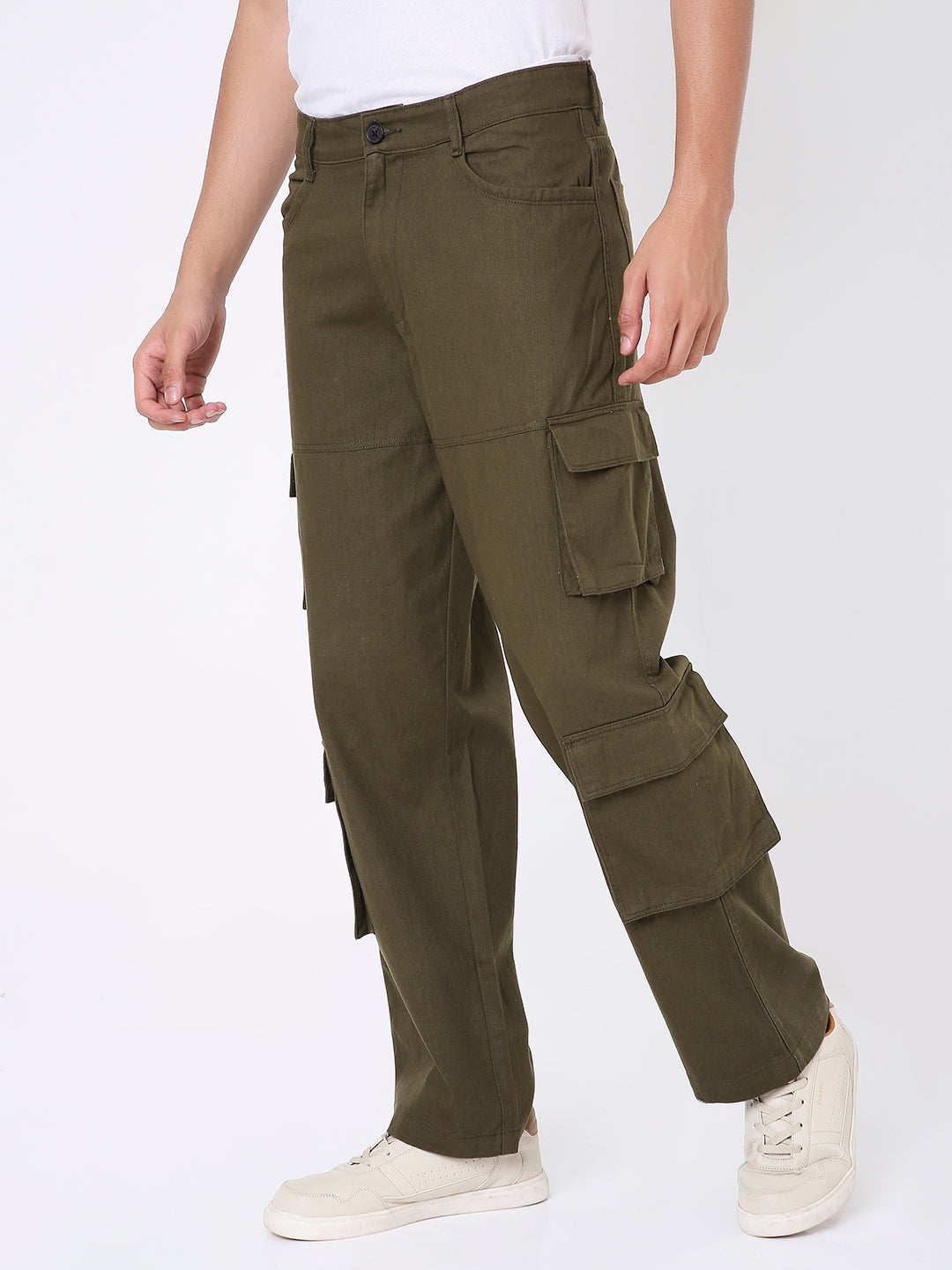 OLIVE GREEN 8 POCKET CARGO PANTS