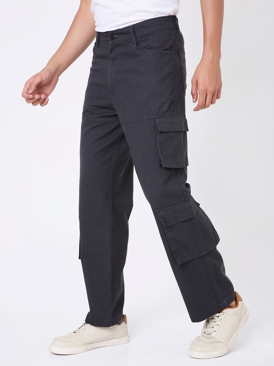 DARK GREY 8 POCKET CARGO PANTS