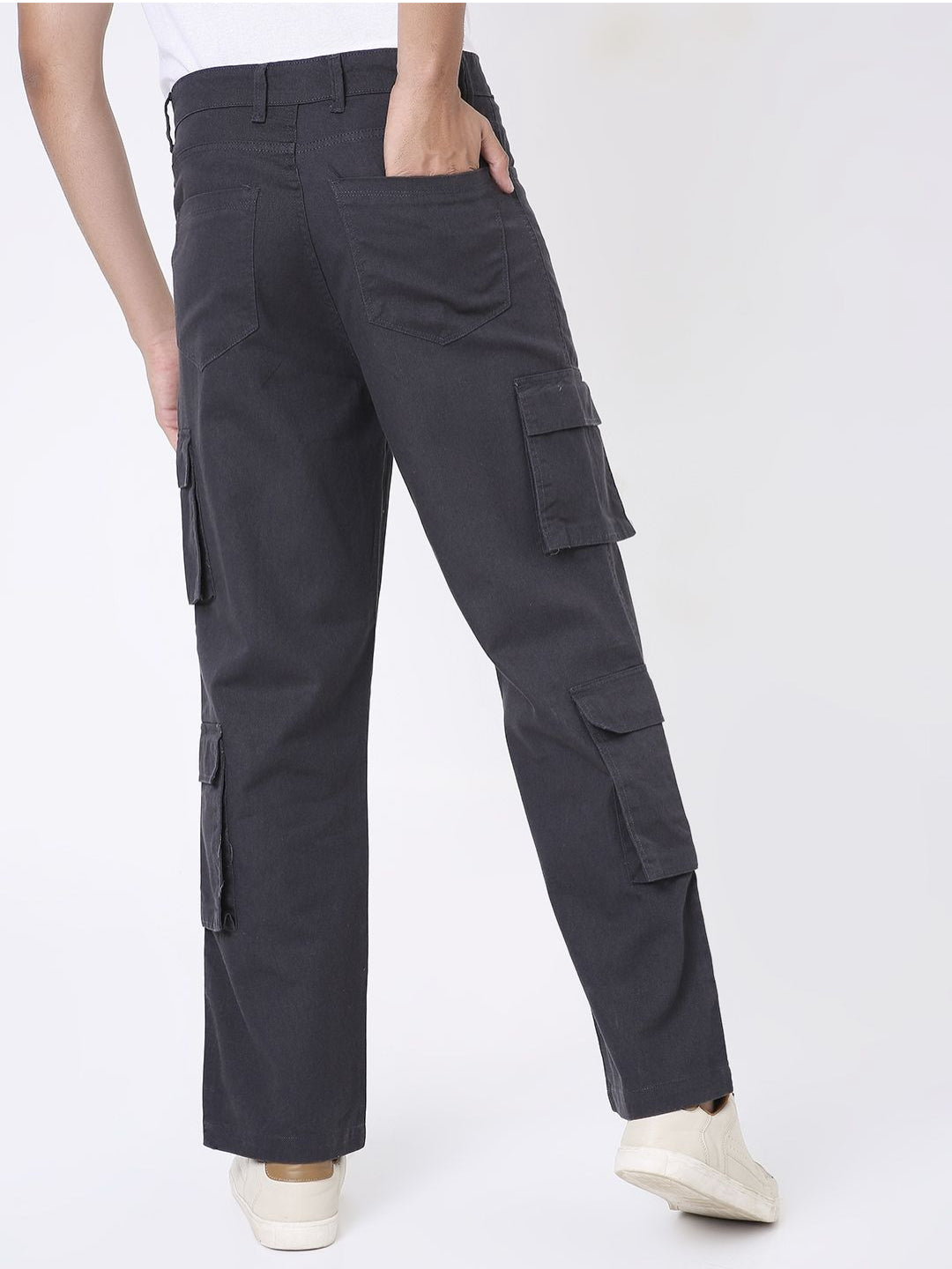 DARK GREY 8 POCKET CARGO PANTS