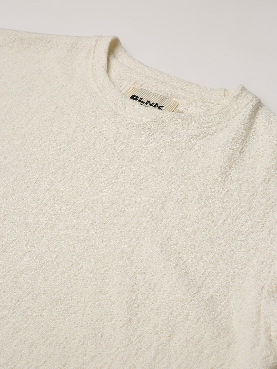 Off-White Textured Casual T-Shirt