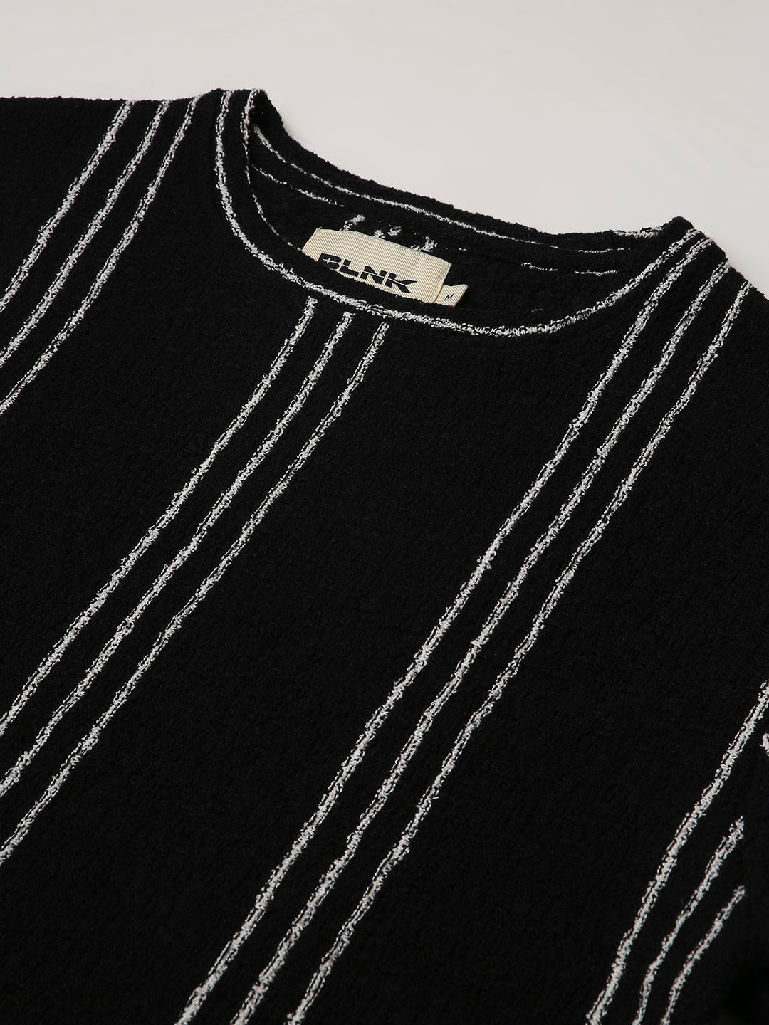 Black Vertical Striped Casual Half-Sleeve Top