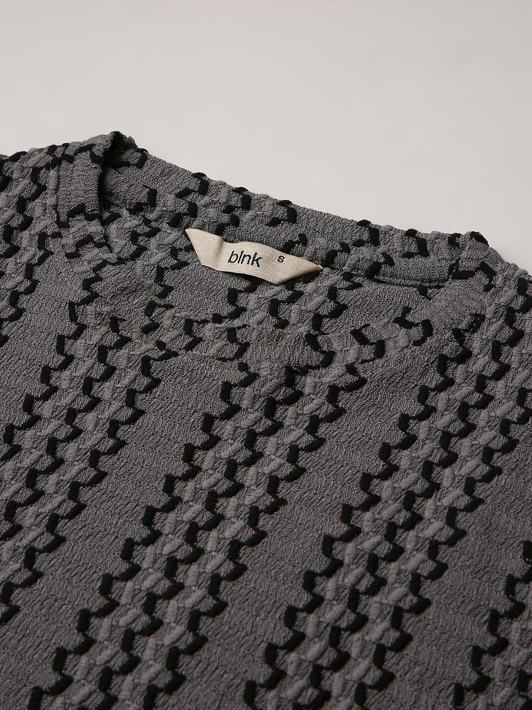 GRAY PATTERNED CREW NECK BOYFRIEND T-SHIRT