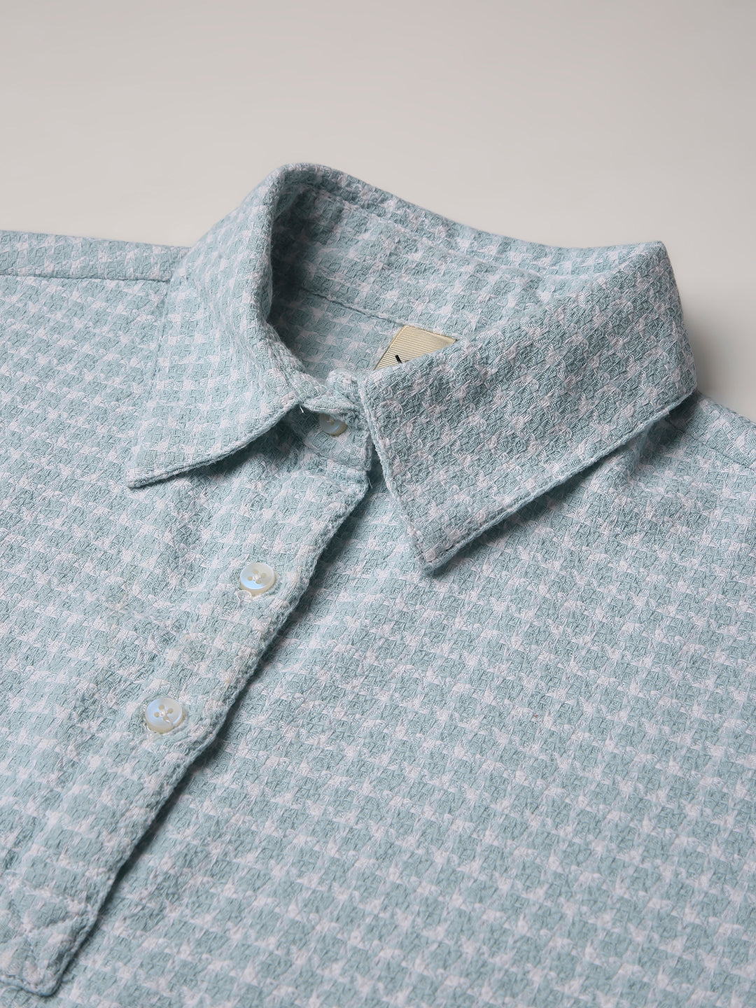 BLUE TEXTURED CROPPED POLO