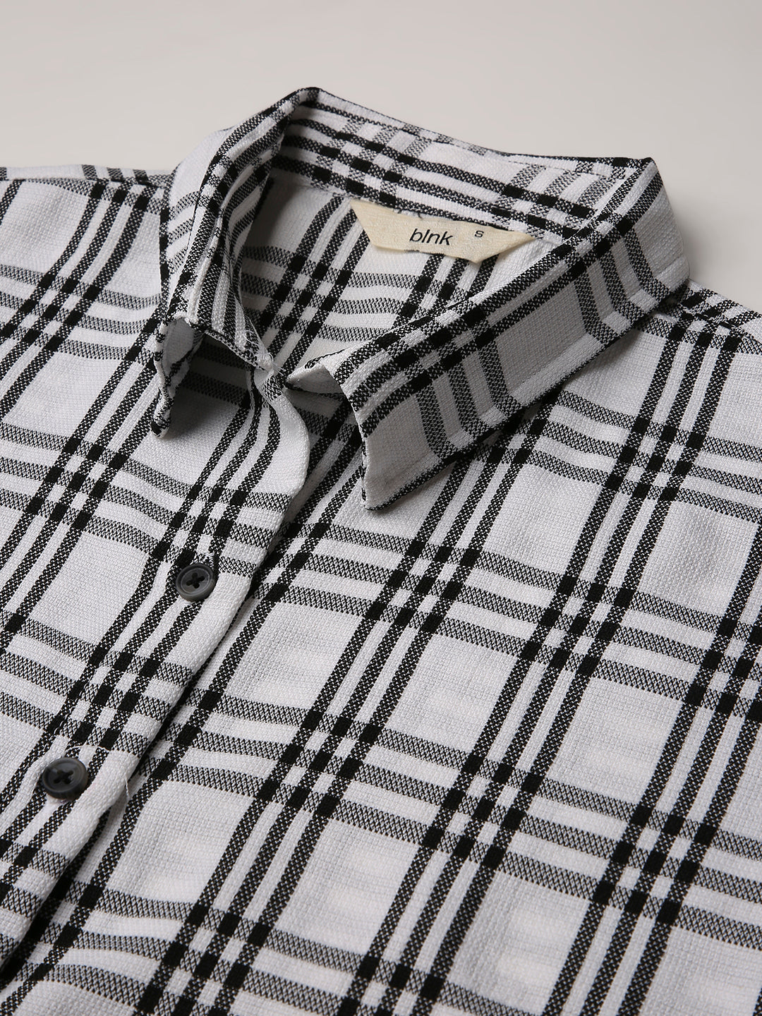 WHITE CHECKED CROP SHIRT