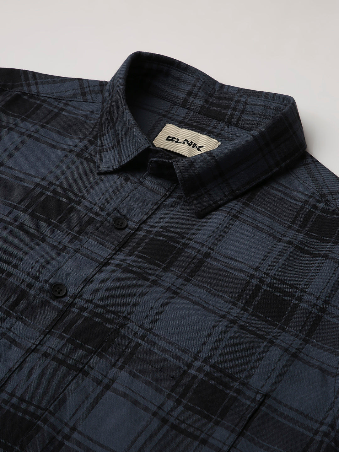 BLUE Oxford Pure Cotton Checked Casual Shirt