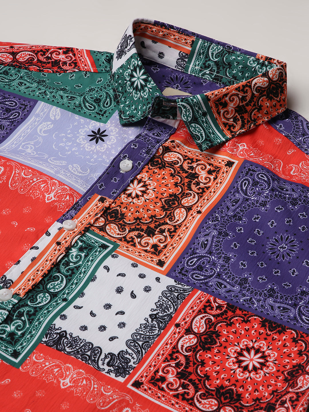 Multicolour Bandana Patchwork Oversized Shirt