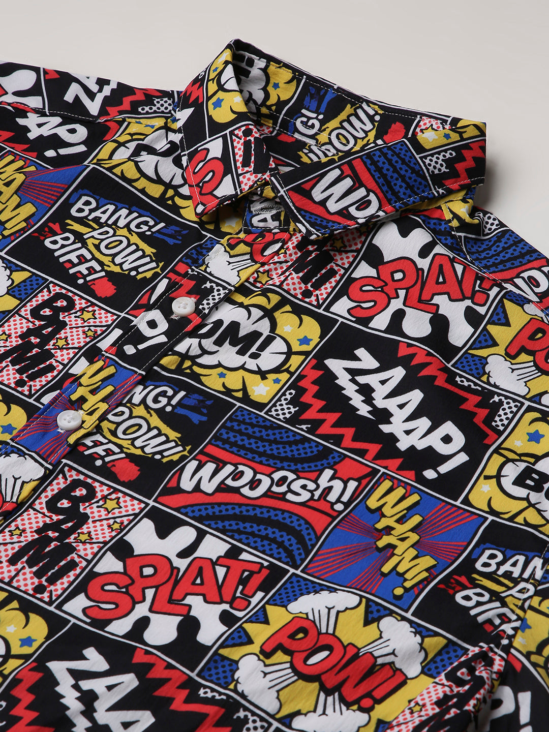 BLACK Comic Print Oversized Boy-Friend Shirt