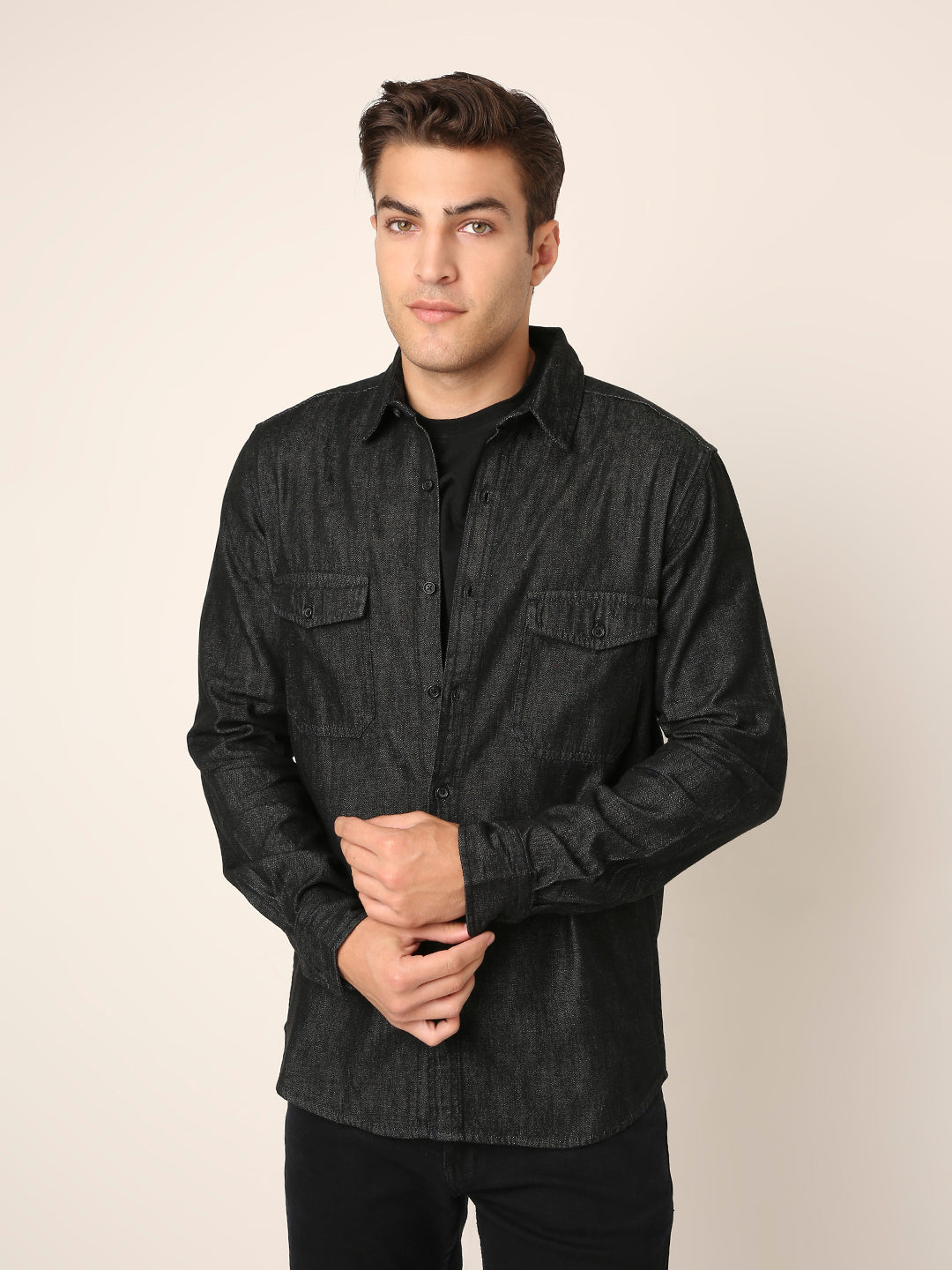 Raw Black Denim Casual Shirt