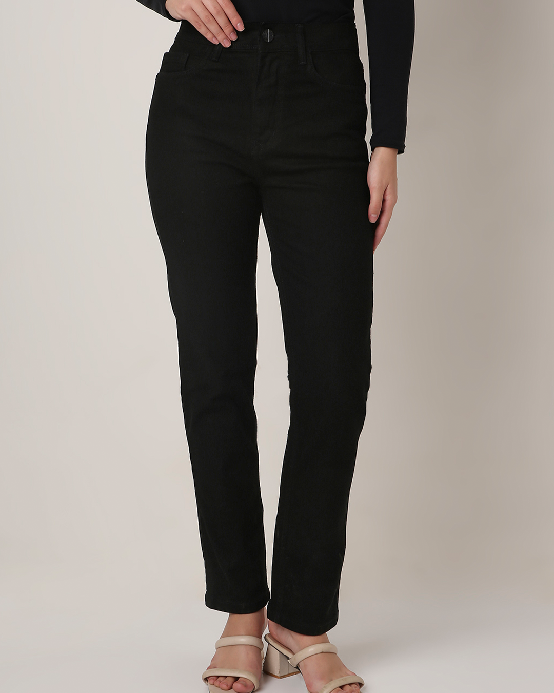 Black High-Waist Slim-Fit Jeans