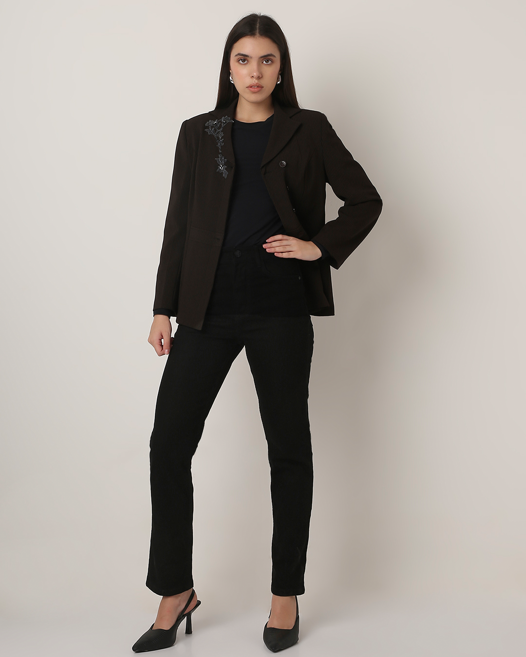 Black High-Waist Slim-Fit Jeans