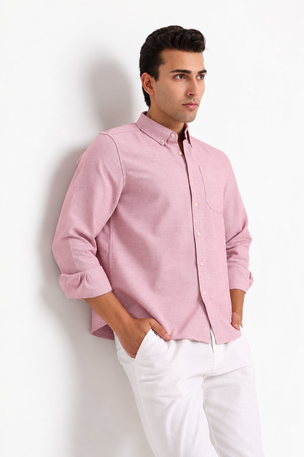 Dark Pink Oxford Casual Shirt