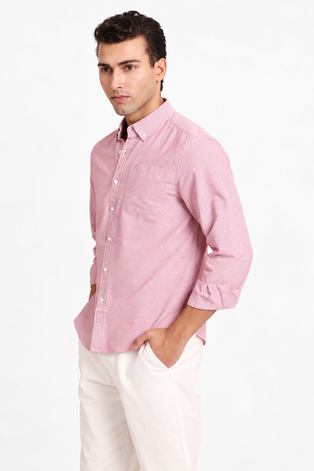 Dark Pink Oxford Casual Shirt