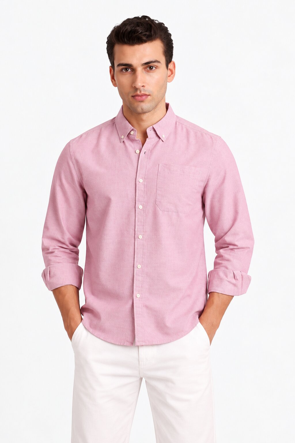 Dark Pink Oxford Casual Shirt
