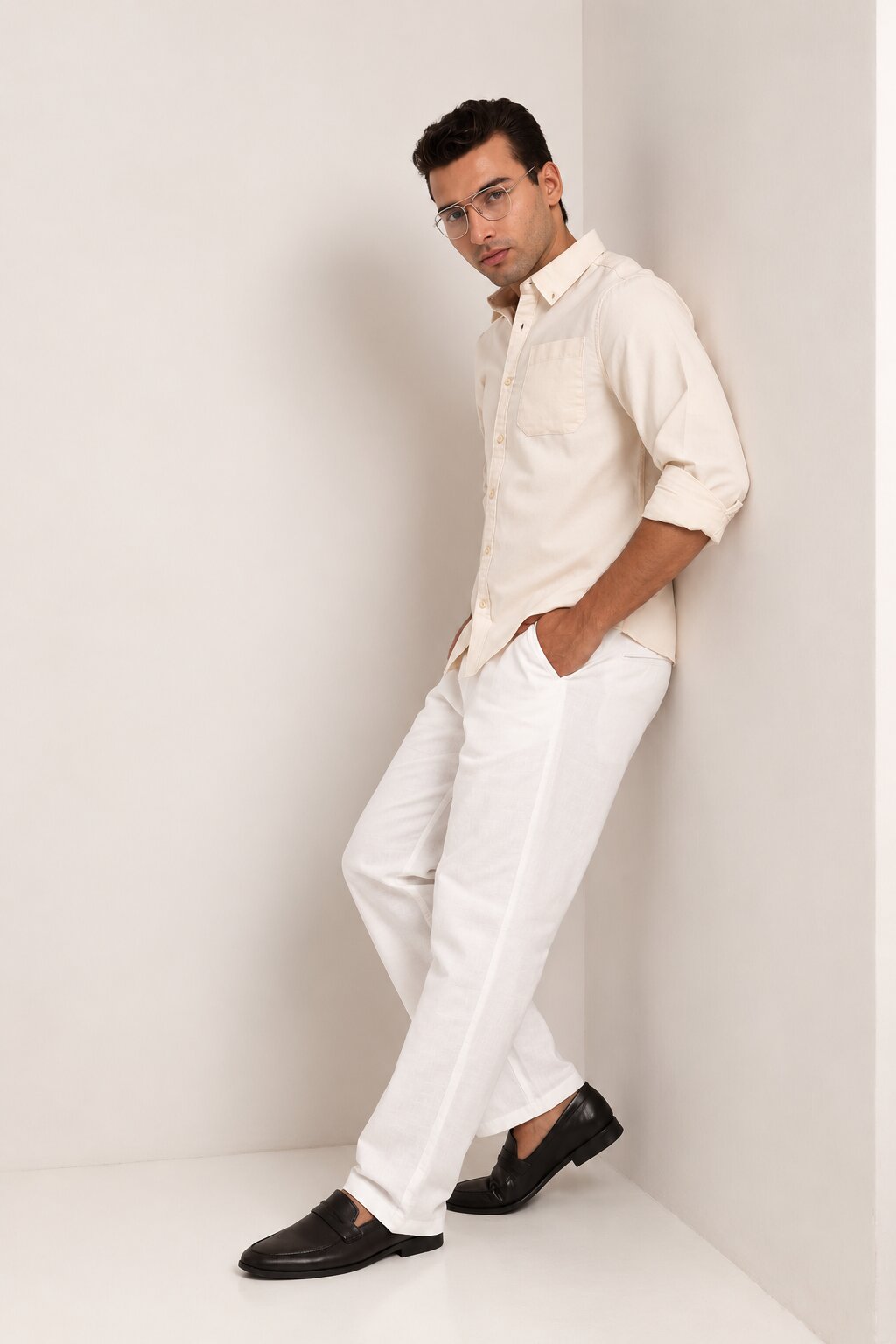 Beige Oxford Casual Shirt