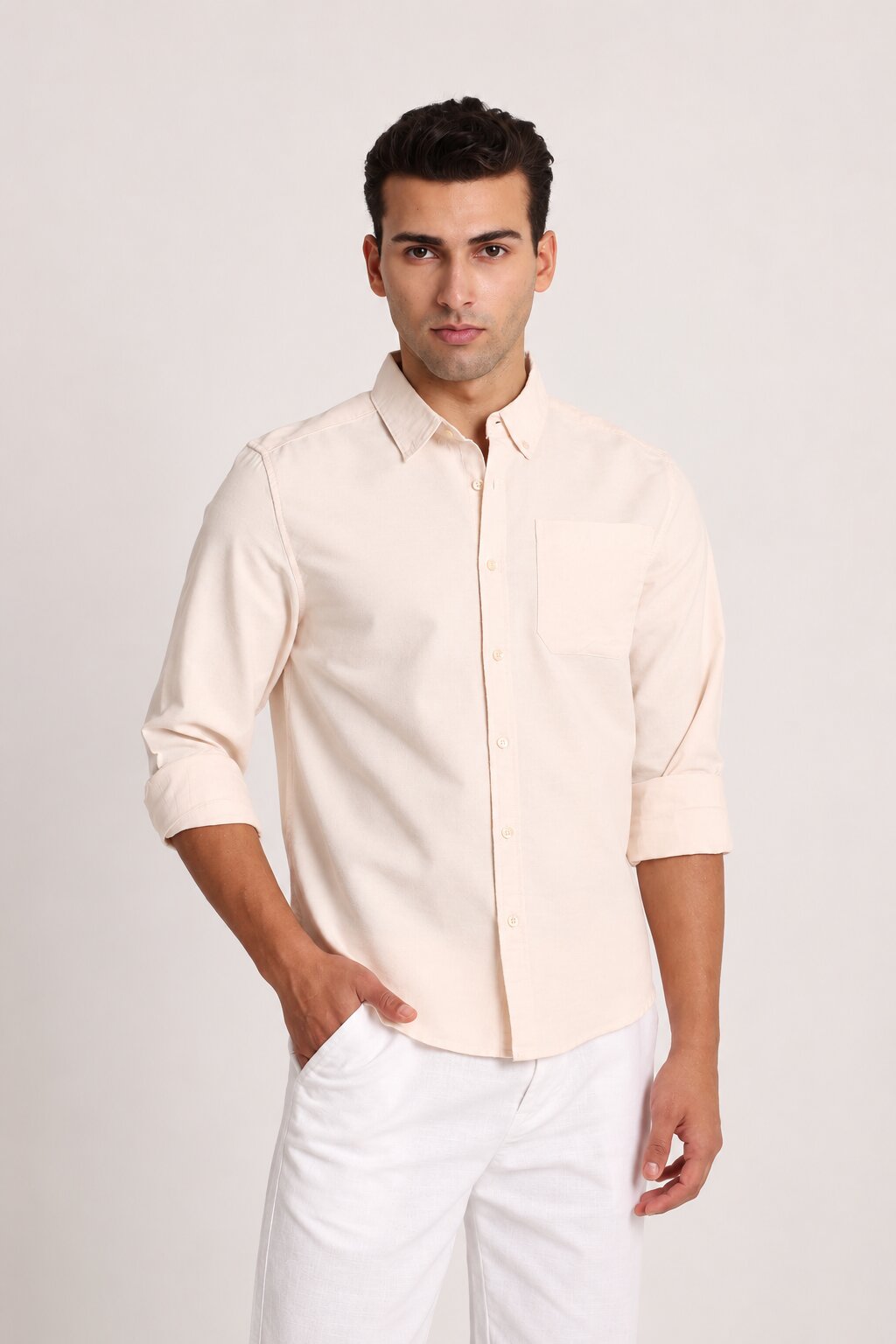 Beige Oxford Casual Shirt
