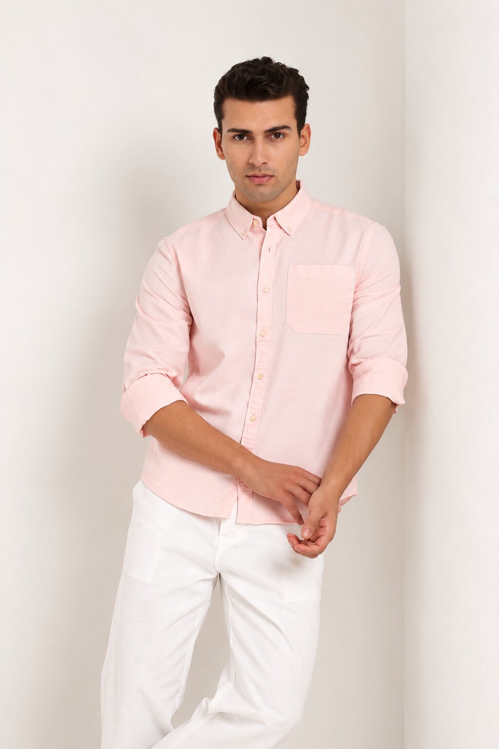 Peach Oxford Casual Shirt