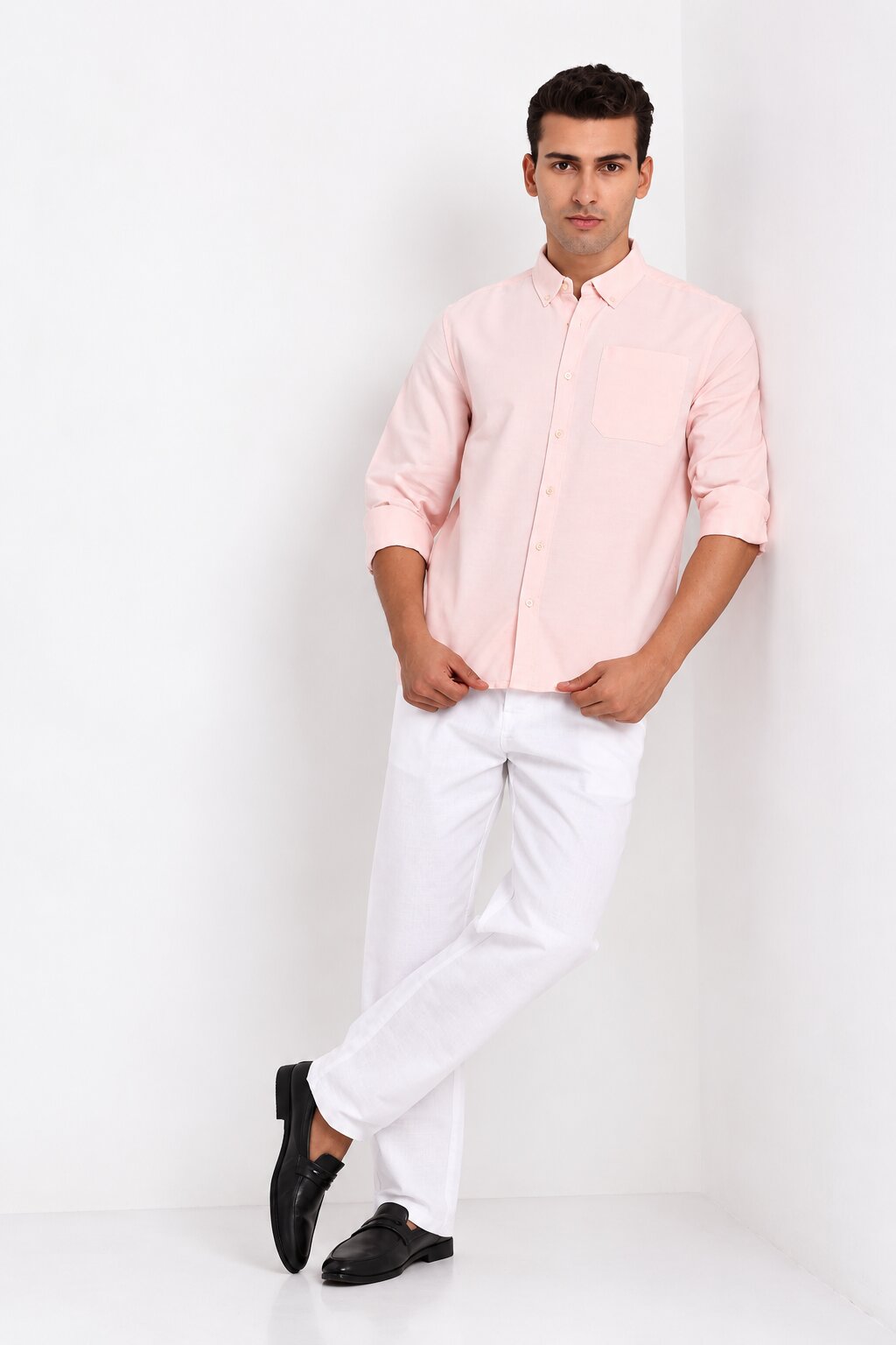 Peach Oxford Casual Shirt