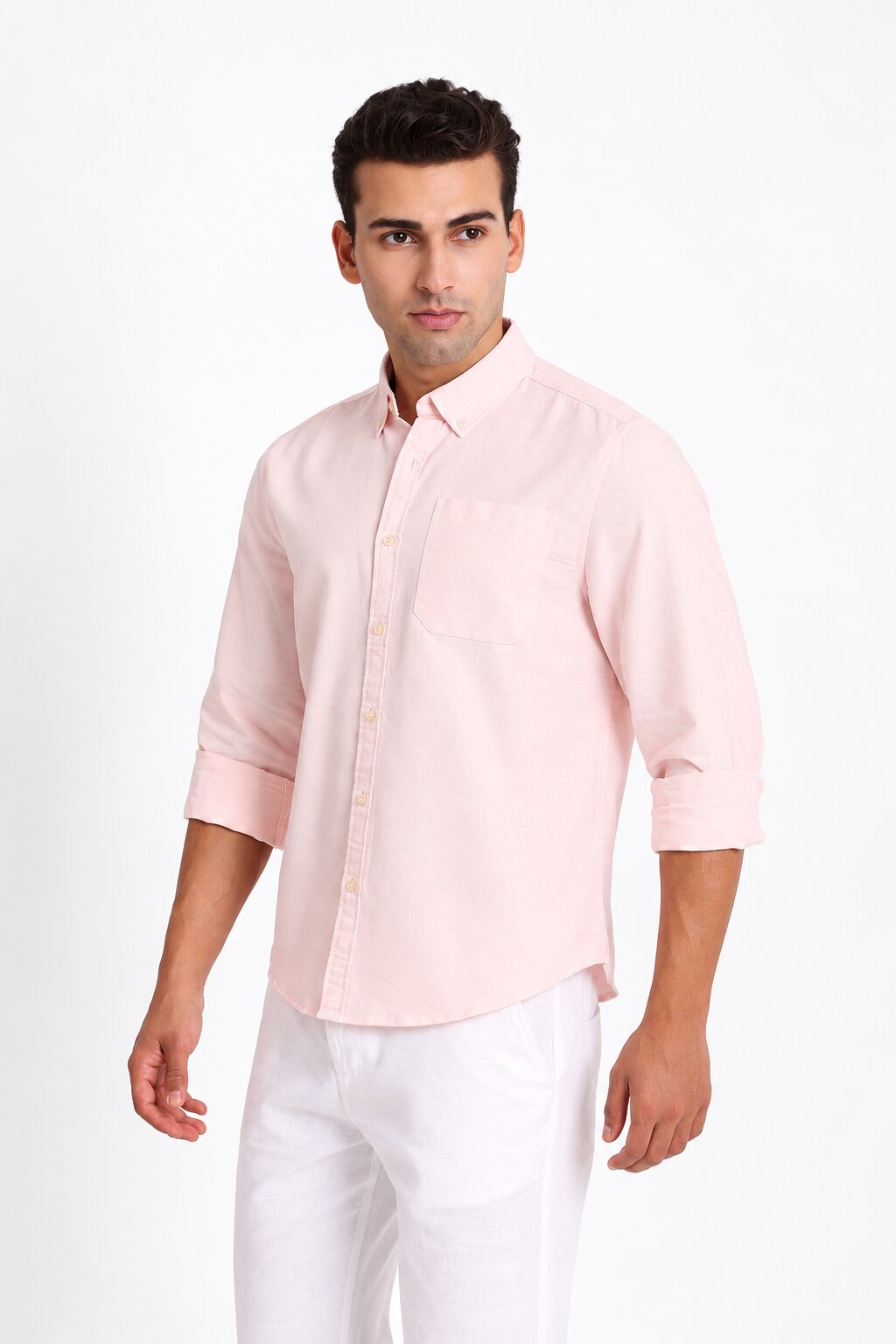 Peach Oxford Casual Shirt