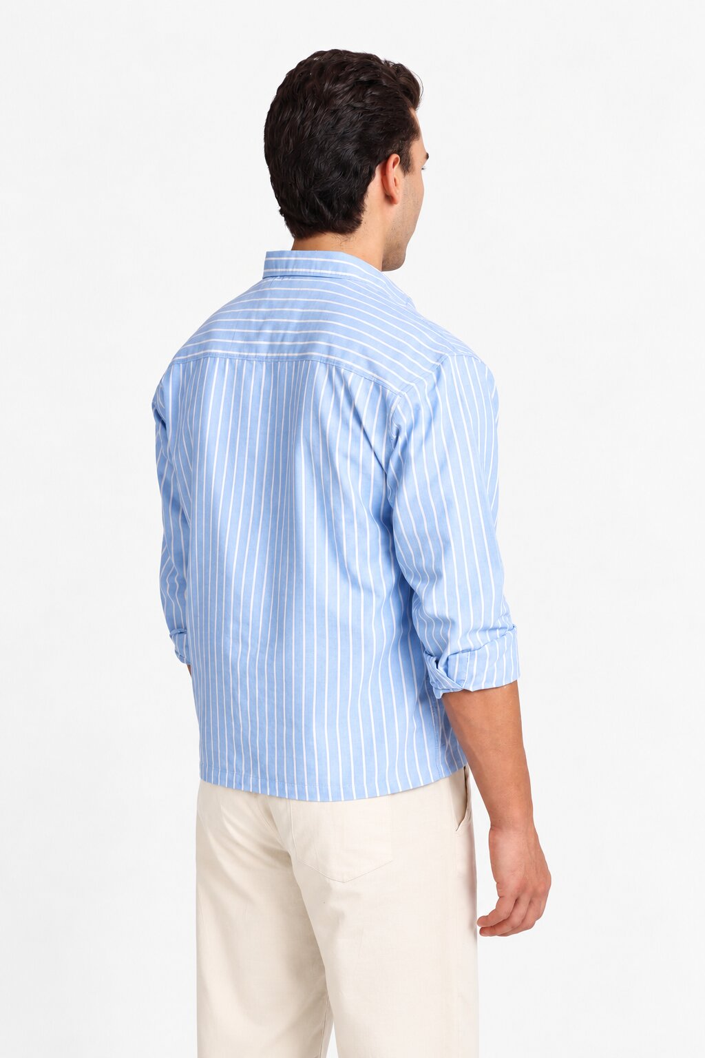 Blue & White Oxford Vertical Striped Shirt