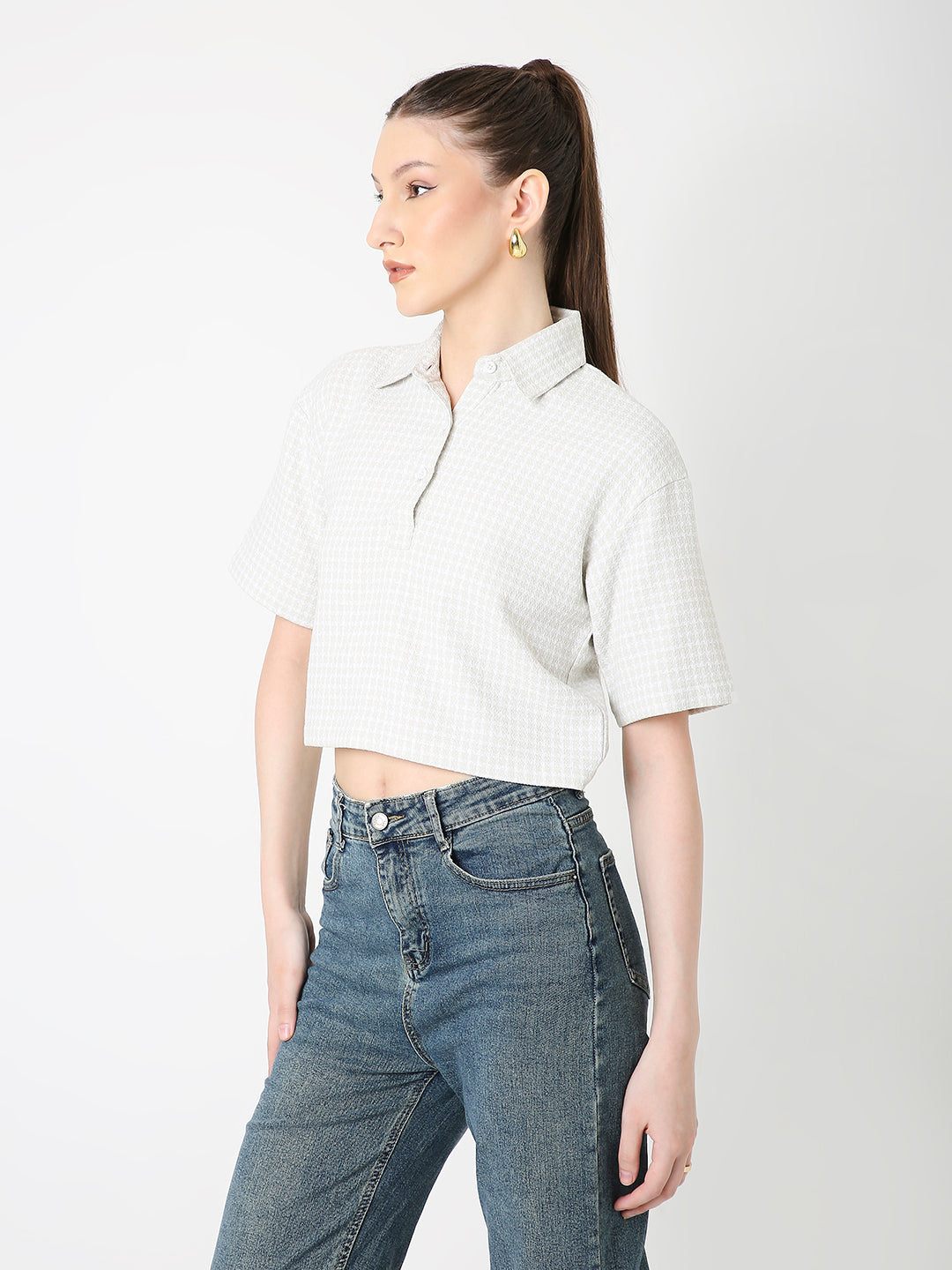 FAWN STRUCTUED COLLAR CROP TOP
